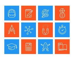 school, education icons, linear style vector