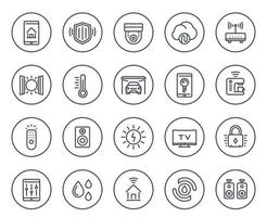 smart house, home automation system line icons set on white vector