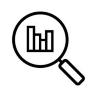 Statistics search linear icon. Thin line illustration. Magnifying glass with growth chart. Digital charts contour symbol. Vector isolated outline drawing