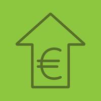 Euro rate rising color linear icon. European Union currency with up arrow. Thick line outline symbols on color background. Vector illustration