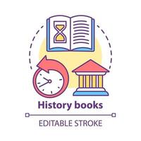 History books concept icon. Ancient times idea thin line illustration. World historic literature. Historical fiction, memories and manuscripts. Vector isolated outline drawing. Editable stroke