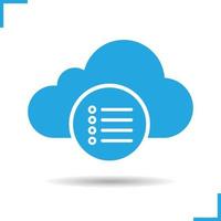 Cloud storage options icon. Drop shadow silhouette symbol. Cloud computing. Negative space. Vector isolated illustration