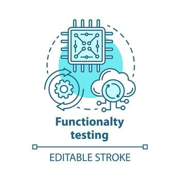 Functionality testing concept icon. Black-box testing idea thin line illustration. Setting up system for working with network services. Vector isolated outline drawing. Editable stroke