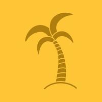 Palm tree glyph color icon. Silhouette symbol. Coconut tree. Negative space. Vector isolated illustration