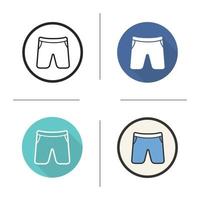 Swimming trunks icon. Flat design, linear and color styles. Sport shorts. Isolated vector illustrations