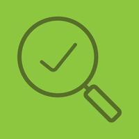 Search color linear icon. Magnifying glass with tick mark. Thin line outline symbols on color background. Vector illustration