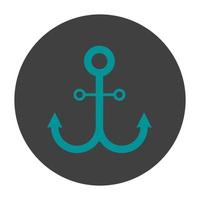 Anchor glyph color icon. Silhouette symbol on black background. Negative space. Vector illustration