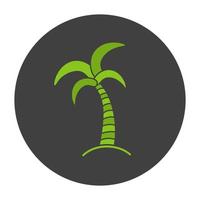 Palm tree glyph color icon. Coconut tree. Silhouette symbol on black background. Negative space. Vector illustration