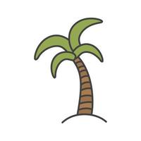 Palm tree color icon. Tropical island. Coconut tree. Isolated vector illustration