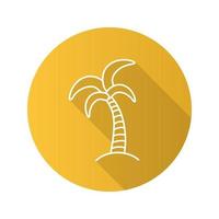 Palm tree flat linear long shadow icon. Tropical island. Coconut tree. Vector outline symbol