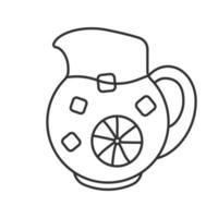 Lemonade jug linear icon. Thin line illustration. Contour symbol. Vector isolated outline drawing