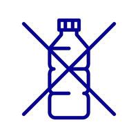 Plastic free icon. No plastic. Forbidden icon of bottle, pollution. Zero waste, environment protection. Editable stroke vector