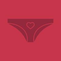 Panties glyph color icon. Silhouette symbol. Women's panties with heart shape. Negative space. Vector isolated illustration