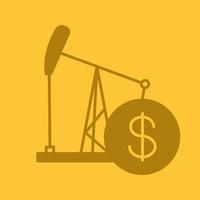 Oil trade glyph color icon. Silhouette symbol. Oil derrick with dollar sign. Negative space. Vector isolated illustration