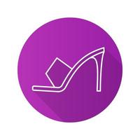 High heel shoe flat linear long shadow icon. Vector outline symbol