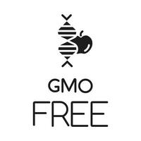 icono de glifo libre de gmo. comida ecológica orgánica. frutas naturales, verduras. ingrediente libre de producto. Dieta nutritiva, alimentación saludable. símbolo de silueta. espacio negativo. vector ilustración aislada