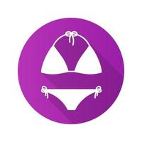 Swimsuit flat design long shadow glyph icon. Bikini swim suit. Vector silhouette illustration
