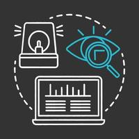Stress testing chalk concept icon. Software development stage idea thin line illustration. Application stability and reliability verification. IT project idea. Vector isolated chalkboard illustration