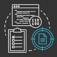 Compliance testing chalk concept icon. Software development stage idea thin line illustration. Conformance testing. Application programming. System check idea. Vector isolated chalkboard illustration