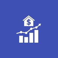 house prices growth icon with graph vector