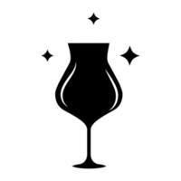 Empty wine glass glyph icon. Crystal glassware shapes, types. Clear glass for dessert and red wine. Table serving service. Silhouette symbol. Negative space. Vector isolated illustration