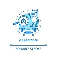 Appearance blue concept icon. Robots and electronic devices idea thin line illustration. Modern gadgets, creations. Innovative design. Vector isolated outline drawing. Editable stroke