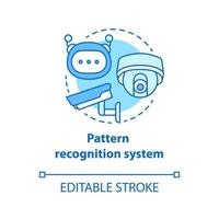 Pattern recognition system blue concept icon. Robotic surveillance idea thin line illustration. Cctv cameras. Special futuristic electronics. Vector isolated outline drawing. Editable stroke