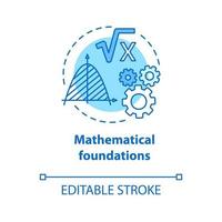 Mathematical foundations blue concept icon. Calculations base idea thin line illustration. Combination of numbers. Arithmetic and numerical system. Vector isolated outline drawing. Editable stroke