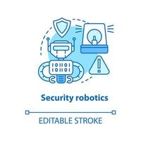 Security robotics blue concept icon. Safety technology idea thin line illustration. Types of robots, classification. Computer machine guarding. Vector isolated outline drawing. Editable stroke