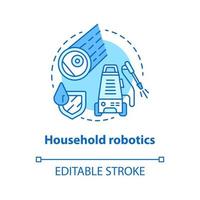 Household robotics blue concept icon. Domestic robot idea thin line illustration. Modern futuristic technologies. Automated cleaning machines. Vector isolated outline drawing. Editable stroke