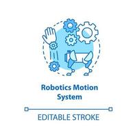 Robotics motion system blue concept icon. Robot software idea thin line illustration. Information technologies and innovative programming. Vector isolated outline drawing. Editable stroke