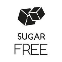 Sugar free glyph icon. Organic food without added sweetener. Product free ingredient. Diabetes prevention for personal healthcare. Silhouette symbol. Negative space. Vector isolated illustration