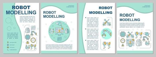 Robot modelling brochure template. Engineering and robotization. Flyer, booklet, leaflet print, cover design with linear illustrations. Vector page layouts for magazines, reports, advertising posters