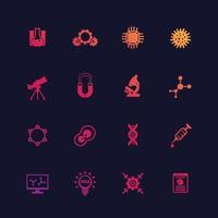 Science, laboratory research, lab icons set vector