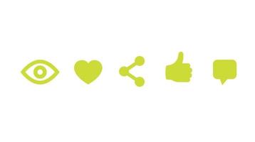 View, like, share, thumb up, comment icons on white vector