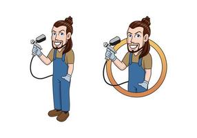 Spray painting worker design illustration vector