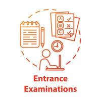 Entrance examination concept icon. Entry exam. Passing test. Fight for study place. Check knowledge and level of training idea thin line illustration. Vector isolated outline drawing