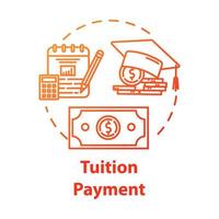 Tuition payment concept icon. Education cost. Financial grant. Knowledge investment. Counting college savings fund idea thin line illustration. Vector isolated outline drawing