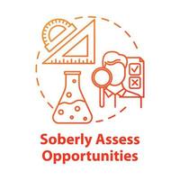Soberly assess opportunities concept icon. Specialty selection. Scientific knowledge level. Choice of direction of study idea thin line illustration. Vector isolated outline drawing