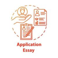 Application essay concept icon. Personal statement. Summary and curriculum vitae. Individual characteristics idea thin line illustration. Vector isolated outline drawing