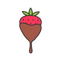 Chocolate covered strawberry color icon. Isolated vector illustration