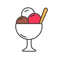 Ice cream in bowl color icon. Isolated vector illustration