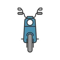 Scooter in front view color icon. Motorbike. Vespa. Isolated vector illustration