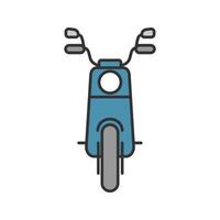 Scooter in front view color icon. Motorbike. Vespa. Isolated vector illustration