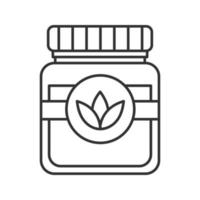 Tea jar linear icon. Thin line illustration. Glass container with lid. Contour symbol. Vector isolated outline drawing