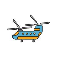 Military helicopter color icon. Isolated vector illustration