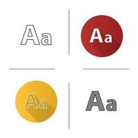 Font icon. Letters design. Flat design, linear and color styles. Isolated vector illustrations