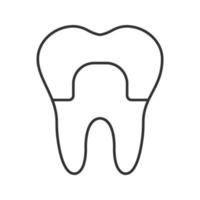 Dental crown linear icon. Thin line illustration. Tooth restoration. Contour symbol. Vector isolated outline drawing