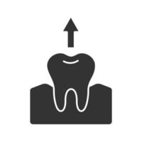 Dental extraction glyph icon. Tooth pulling. Silhouette symbol. Negative space. Vector isolated illustration