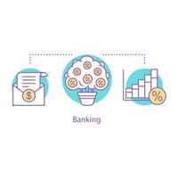 Banking concept icon. Profit rise idea thin line illustration. Successful business. Percentage growth. Vector isolated outline drawing